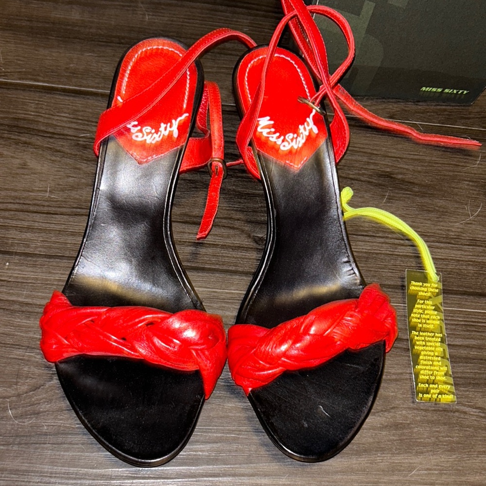 Miss sixty manua red kitten heel sandal 40